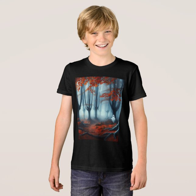 Camiseta Florestas de outono assustadas com um fantasma (Frente Completa)