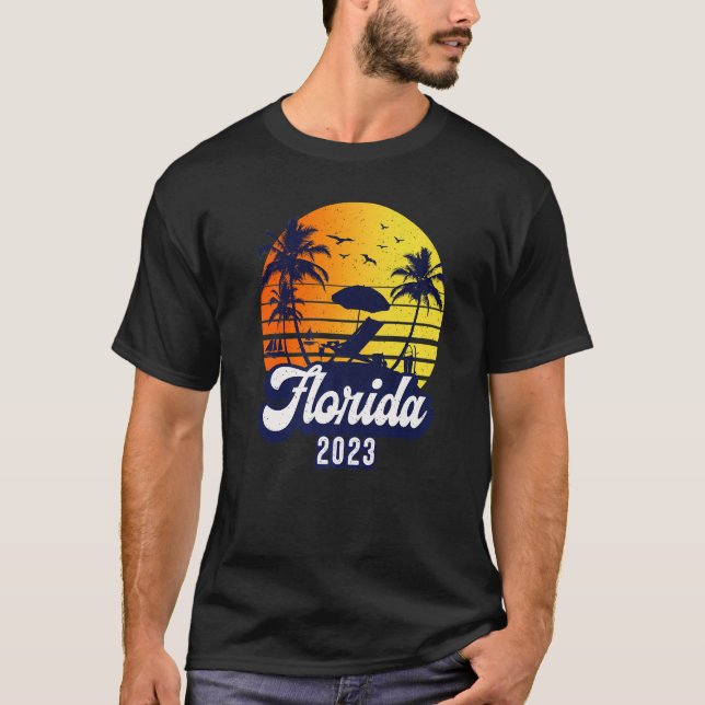 Camiseta Florida 2023 Sunset Beach Retro Premium (Frente)