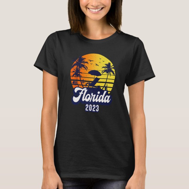 Camiseta Florida 2023 Sunset Beach Retro Premium (Frente)