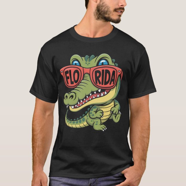Camiseta Flórida Alligator Vestindo óculos de sol (Frente)