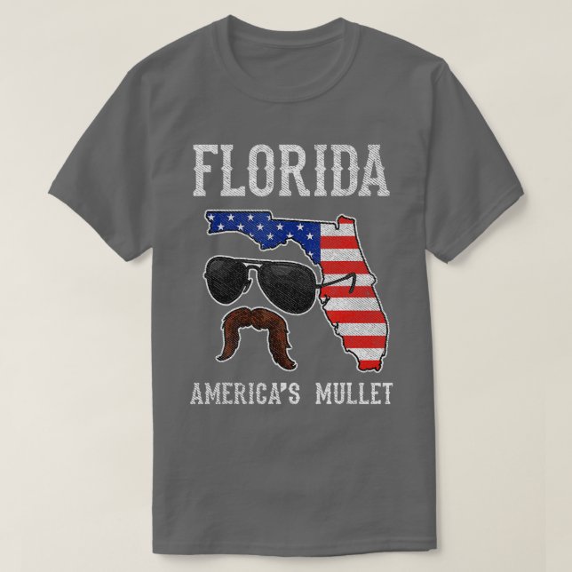 Camiseta Flórida Américas Mullet Funny Patriótico Americano (Frente do Design)