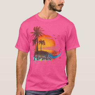 Camiseta Florida Beach Summer Palm Trees Sunset Premium T-S