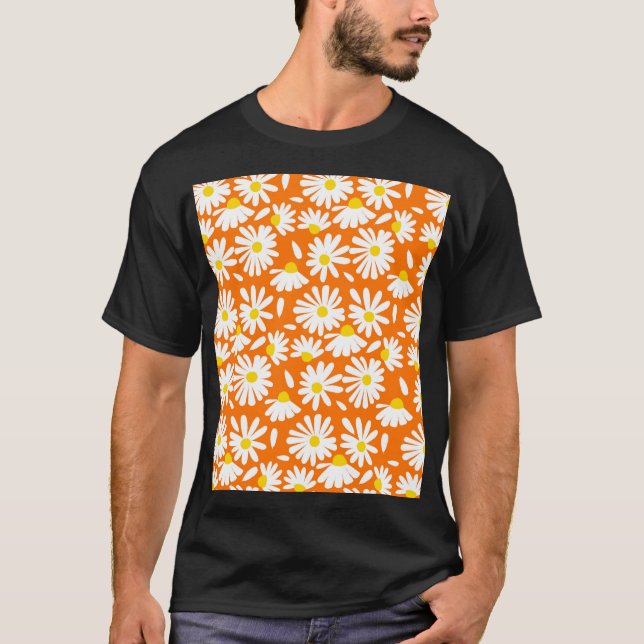 Camiseta Flórida da margarida retrô: vindima laranja. (Frente)