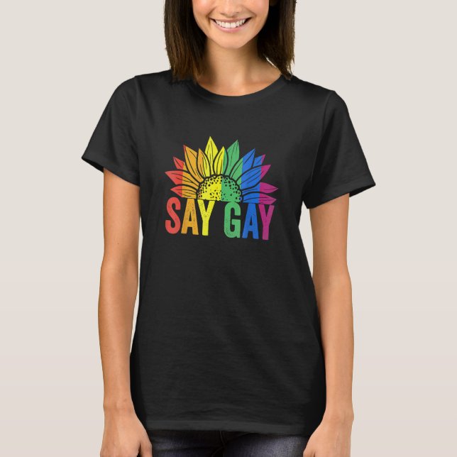 Camiseta Flórida Diz Gay Sunflower Diz Trans Proud Lgbtq Ga (Frente)