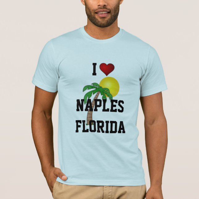 Camiseta Flórida: Eu amo Nápoles, palmeira da Flórida e sol (Frente)