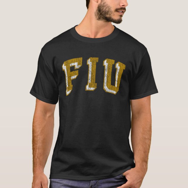 Camiseta Flórida Internacional de Panteras Ouros Arco Retro (Frente)