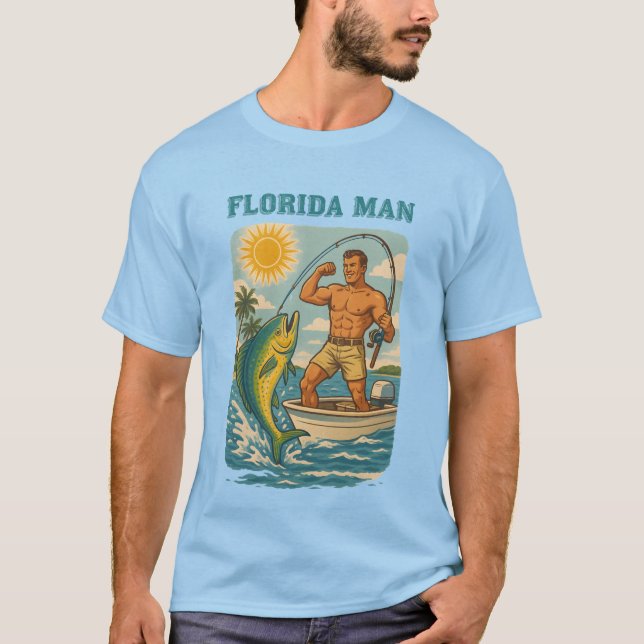 Camiseta Florida Man -Coastal Fishing Boat- Retro Fisherman (Frente)