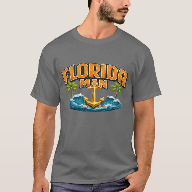 Camiseta Florida Man | Graphic Print Nautical Anchor Beach (Frente)