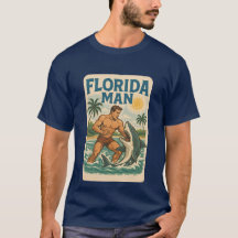 Florida Man Luta de Tubarão | Gráfico Retro Praia