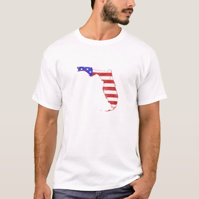 Camiseta Flórida Moldada de Bandeira Americana Patriótica F (Frente)