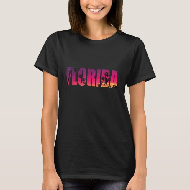 Camiseta Flórida Palm Trees Miami Beach Sunset (Frente)