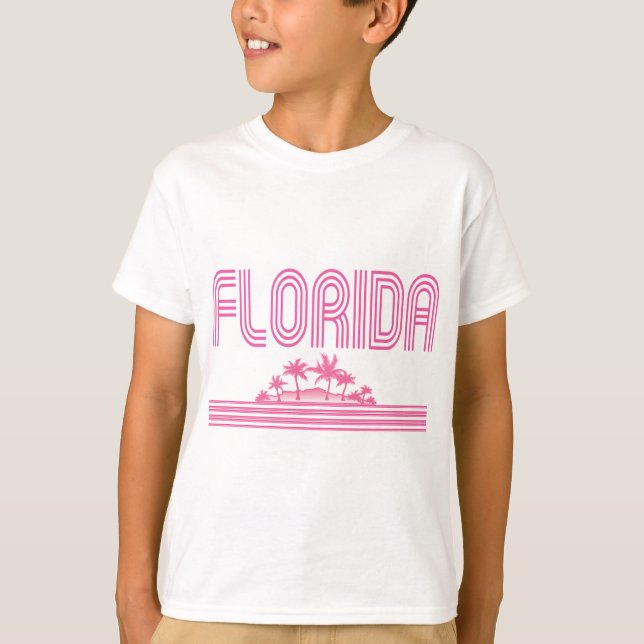 Camiseta Flórida Retro Neon Palm Trees Rosa (Frente)