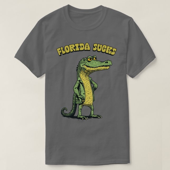Camiseta Flórida Sucks Retro Alligator Design (Frente do Design)