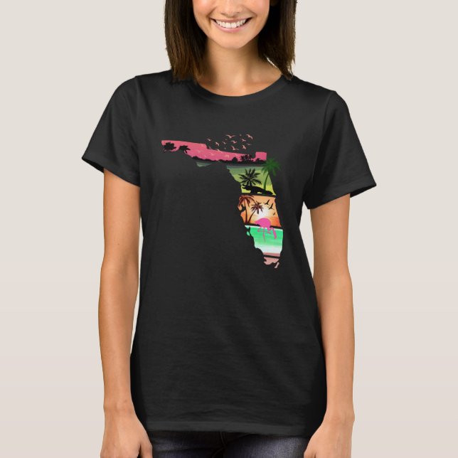 Camiseta Florida Summer Palm Trees 80s Beach Sunset (Frente)