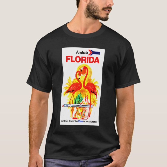 Camiseta Florida Turismo Retro Vintage Flamingo (Frente)