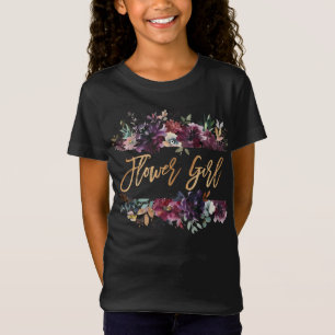 Camiseta Florista floral da folha Dourado de Marsala