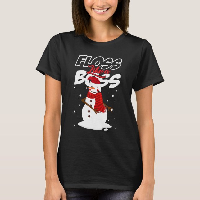 Camiseta Floss Como um Chefe Boneco de Neve Flossando Natal (Frente)
