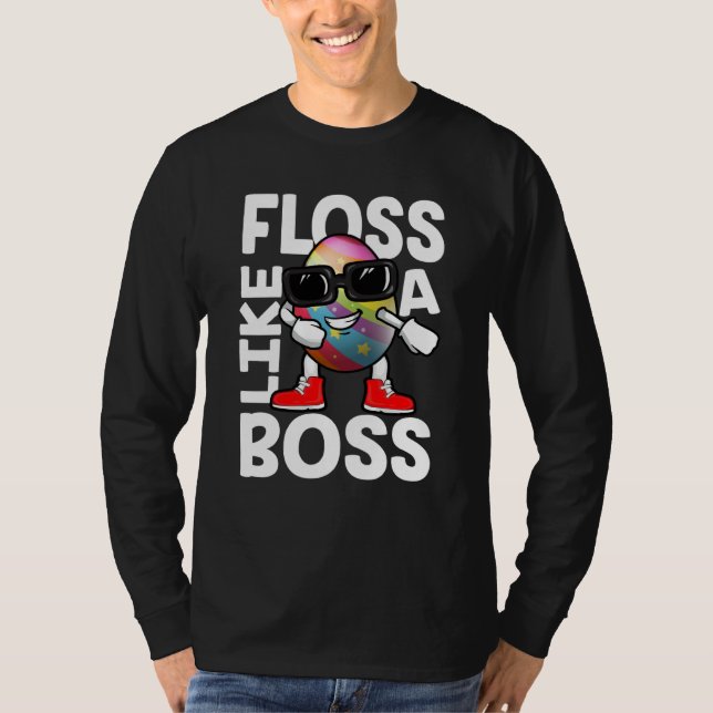 Camiseta Floss Like A Boss Flossing Egg Sunglasses Happy Ea (Frente)
