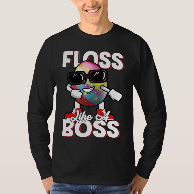 Camiseta Floss Like A Boss Flossing Egg Sunglasses Happy Ea (Frente)
