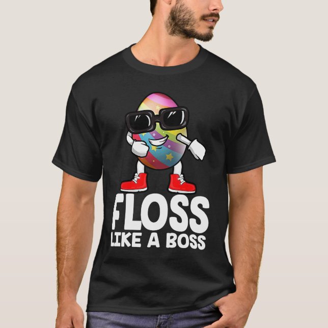 Camiseta Floss Like A Boss Flossing Egg Sunglasses Happy Ea (Frente)