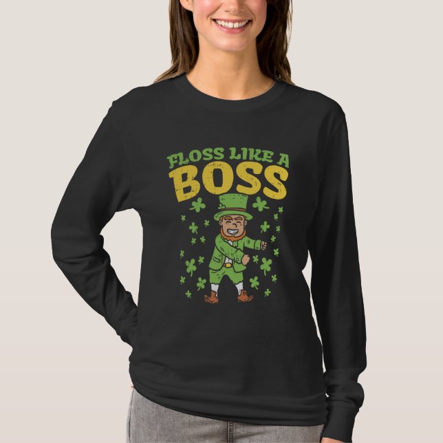 Camiseta Floss Like A Boss St Patricks Day Shirt Flossing I (Frente)