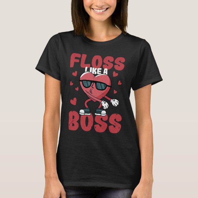 Camiseta Floss Like A Boss Valentine's Day Dance Heart Love (Frente)