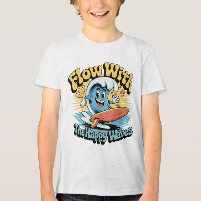 Camiseta Flow With The Happy Waves Kids Surf Shirt (Frente)