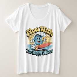 Camiseta Flow With The Happy Waves Retro Surf Vibes Women's