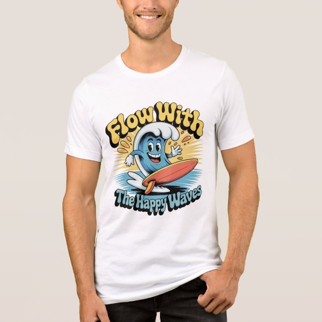 Camiseta Flow With The Happy Waves Surf Style Men’s Tee (Frente)