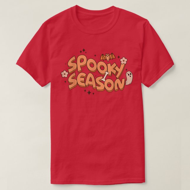Camiseta Flower Bat e Ghost Spooky Season Engraçado Hall (Frente do Design)