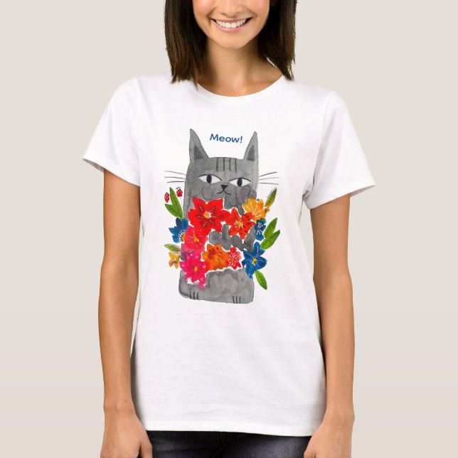 Camiseta Flower cat (Frente)