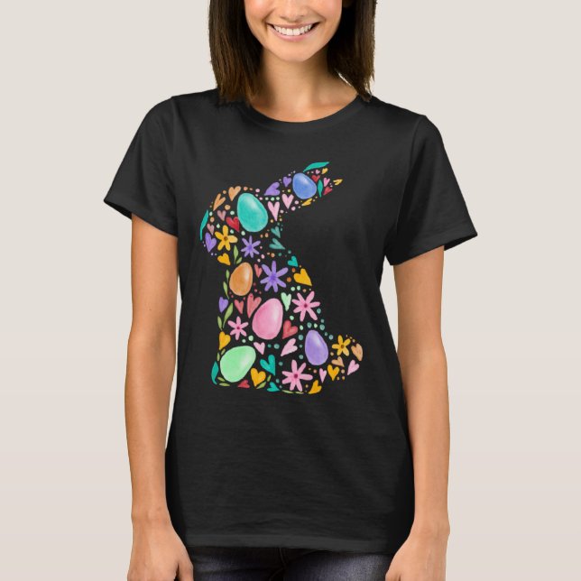Camiseta Flower Egg Easter Bunny Fun for Easter Spring East (Frente)