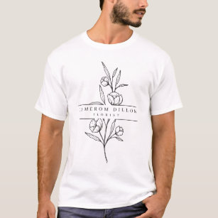 Camiseta Flower Florista Desenhada à Mão, Compro de Negócio