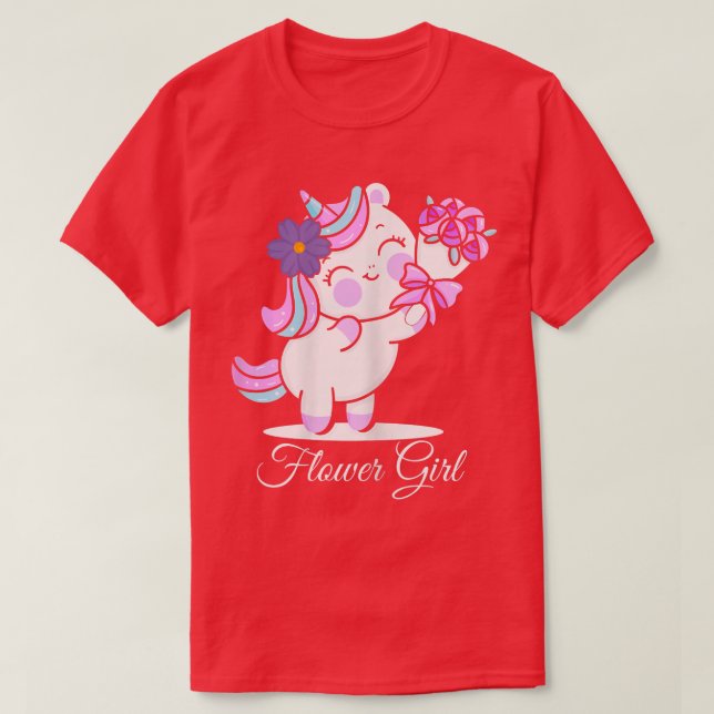 Camiseta Flower Girl, Bride Unicorn Flowers Married Wedding (Frente do Design)