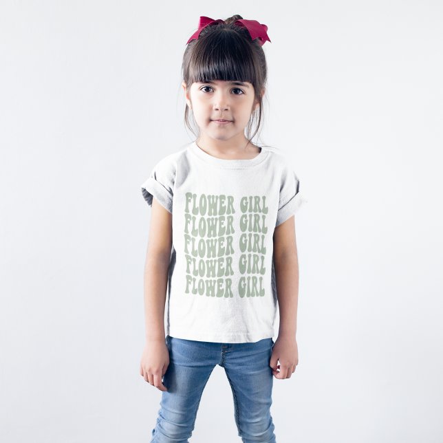 Camiseta Flower Girl Gift Sage Green Matting Festa de Noiva (Criador carregado)