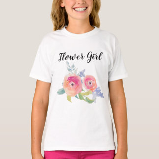 Camiseta Flower Girl Rosas de Aquarela de Casamento Festa d