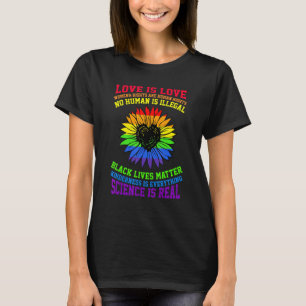 Camiseta Flower Rainbow Human Black Lives Rights Science Lg