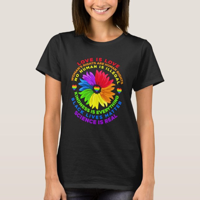 Camiseta Flower Rainbow Human Black Lives Rights Science Lg (Frente)
