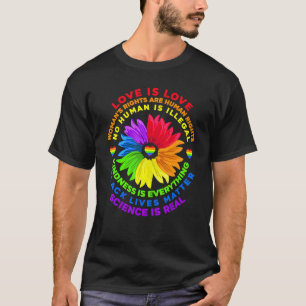 Camiseta Flower Rainbow Human Black Lives Rights Science Lg