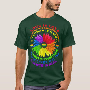 Camiseta Flower Rainbow Human Black Livres Rights Science L
