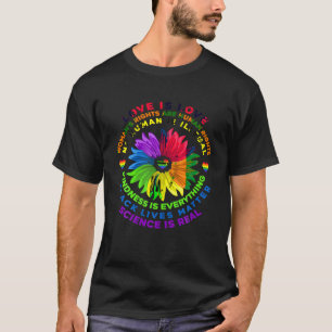 Camiseta Flower Rainbow Human Black Livres Rights Science L