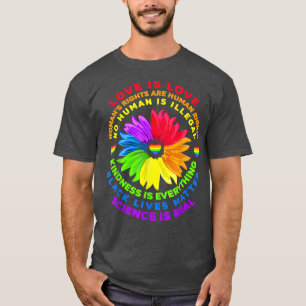 Camiseta Flower Rainbow Human Black Livres Rights Science L