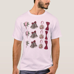 Camiseta Flower-Rosa de-Casamento Tela de Bowtie