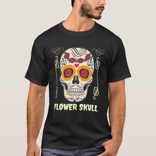 Camiseta Flower skull_1 (Frente)