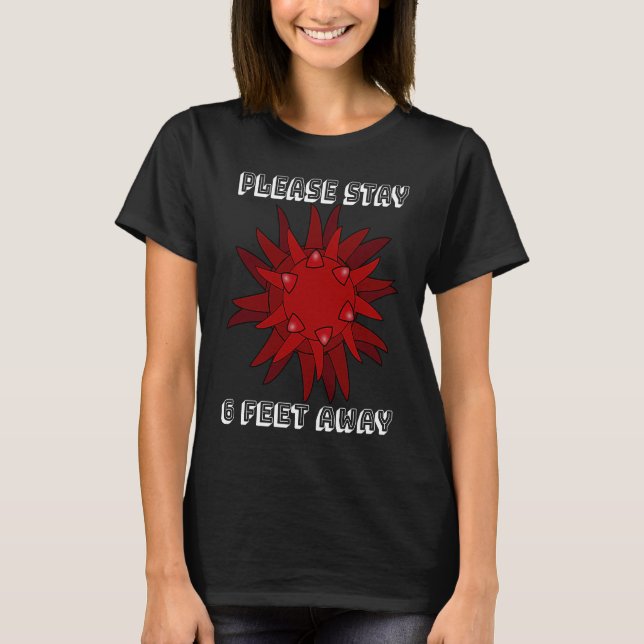 Camiseta Flu Please Stay 6 Feet Away Red Microorganism (Frente)