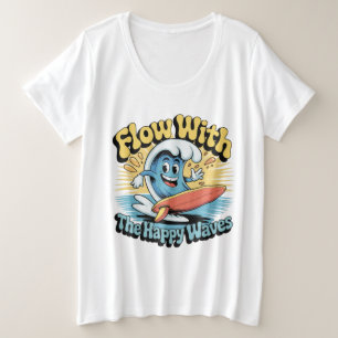 Camiseta Flua Com As Ondas Felizes Vibrações Retro De Surf 
