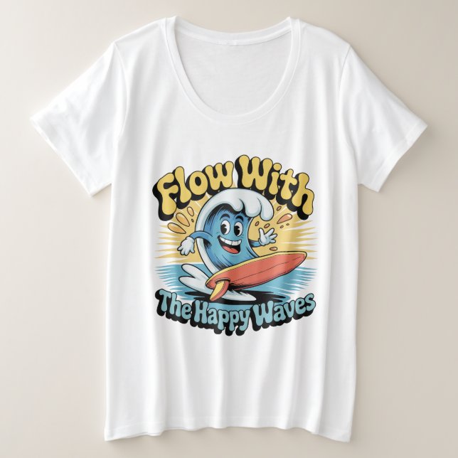 Camiseta Flua Com As Ondas Felizes Vibrações Retro De Surf  (Frente do Design)