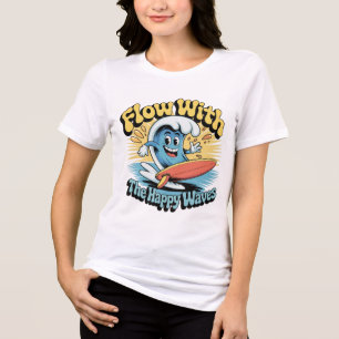 Camiseta Flua Com As Ondas Felizes Vibrações Retro Surf Fem