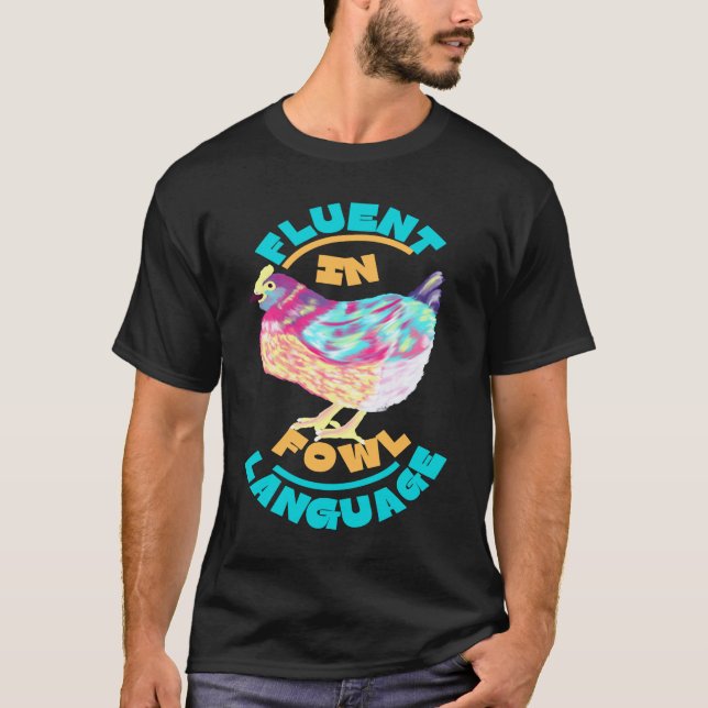 Camiseta Fluente Em Linguagem De Ave Cores Vibrantes Frango (Frente)