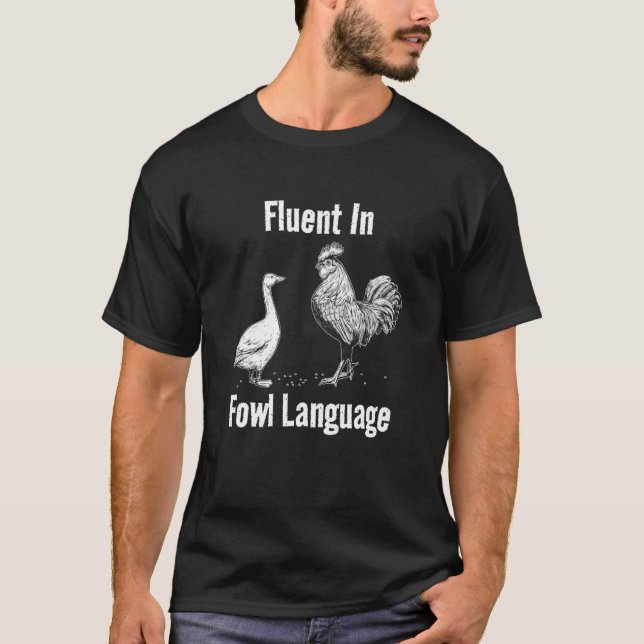 Camiseta Fluente em Linguagem Imprópria de Ave Amante de Fr (Frente)